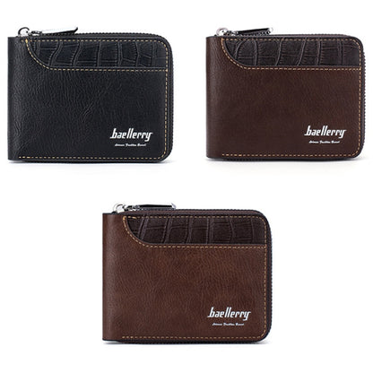 Baellerry D5101 RFID Anti-theft Spliced Short Wallet Retro Multi-card Zipper Coin Purse(Coffee) - Antimagnetic RFID Package by Baellerry | Online Shopping UK | buy2fix