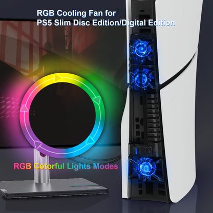 JYS-P5175 For PS5 Slim Host Optical Drive / Digital Version Universal With RGB Colorful Light Cooling Fan - Others by JYS | Online Shopping UK | buy2fix