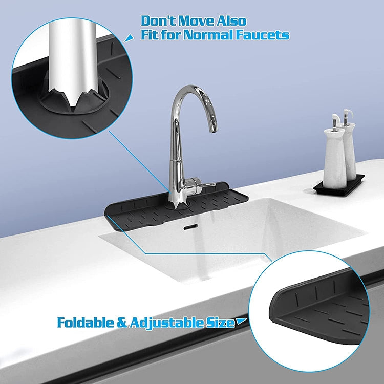 Kitchen Bath Faucet Silicone Drain Mat Sink Splash Proof Silicone Pad(Gray) - Faucets & Accessories by buy2fix | Online Shopping UK | buy2fix