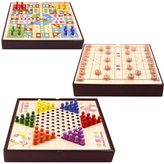 3 in 1 B Model Wooden Multifunctional Parent-Child Interactive Children Educational Chessboard Toy Set - Table Games by buy2fix | Online Shopping UK | buy2fix