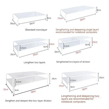 Computer Monitor Elevated Bracket Desk Wrought Iron Rack Organizer, Spec: Deepen Dual Layer Split - Laptop Stand by buy2fix | Online Shopping UK | buy2fix