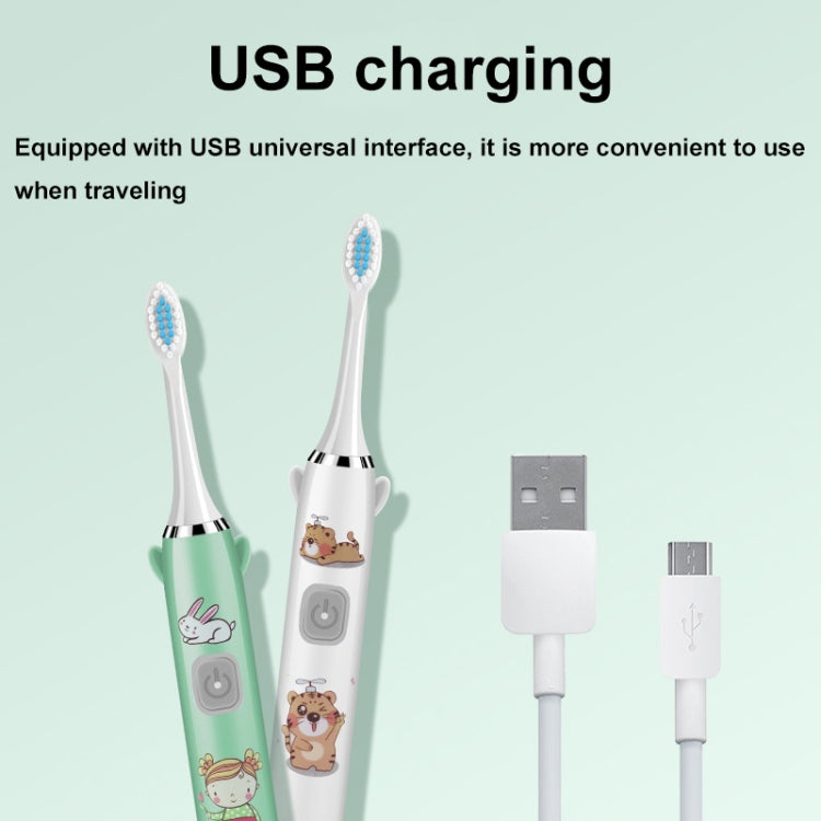 USB Charging Fully Automatic Ultrasonic Cartoon Children Electric Toothbrush, Color: Pink with 3 Heads - Toothbrushes by buy2fix | Online Shopping UK | buy2fix