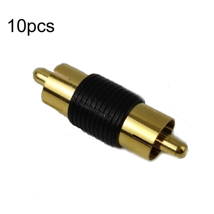 10pcs Gold-plated RCA Lotus Male to-Male  AV Audio Adapter(Black) - RCA Adapter by buy2fix | Online Shopping UK | buy2fix