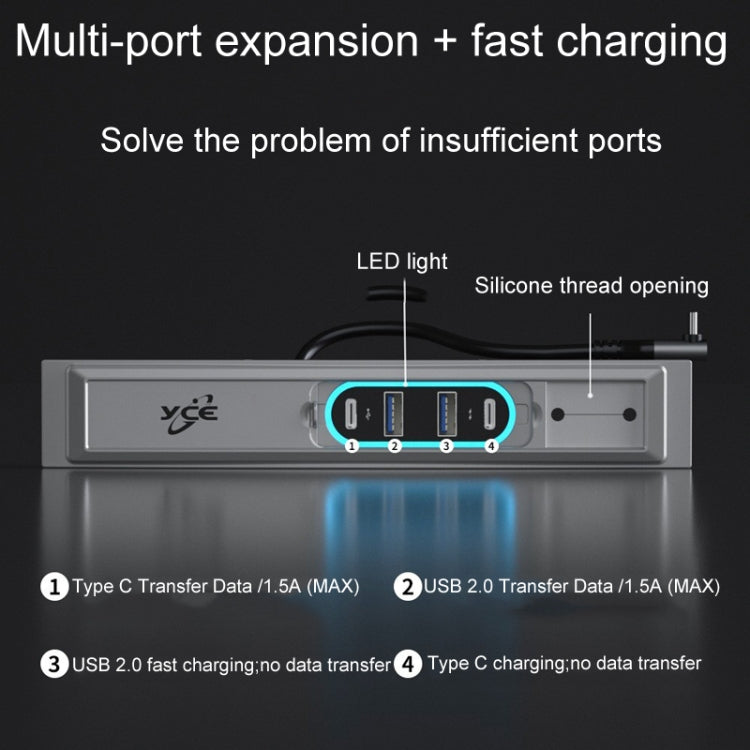 For Tesla Model 3/Y Center Control Type-C Multi-Port Fast Charging USB HUB Docking Station, Model: Dual Wire Gray - DIY Modified Charger by buy2fix | Online Shopping UK | buy2fix