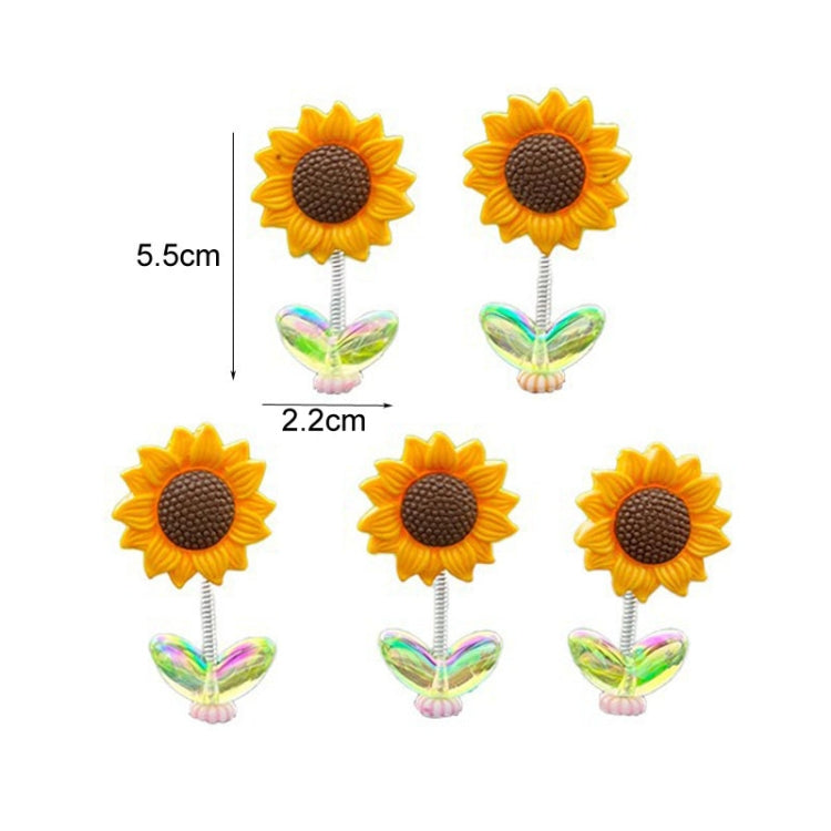 5pcs /Set Cute Sunflower Car Ornament Car Center Console Shaking Flowers Decoration, Style: A Model Green Leaves - Ornaments by buy2fix | Online Shopping UK | buy2fix