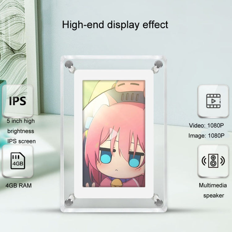 5 Inch HD Digital Photo Frame Crystal Advertising Player 1080P Motion Video Picture Display Player(UK Plug) - 1.5-7.0 inch by buy2fix | Online Shopping UK | buy2fix