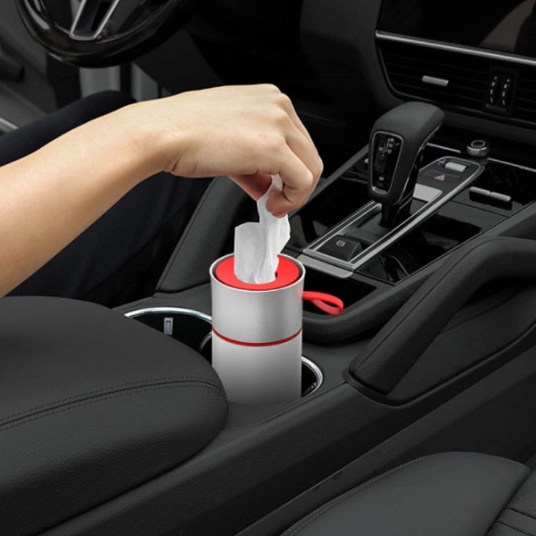 BEN.JACK Cylindrical Car Water Cup Holder Tissue Box(White Red) - Stowing Tidying by BEN.JACK | Online Shopping UK | buy2fix