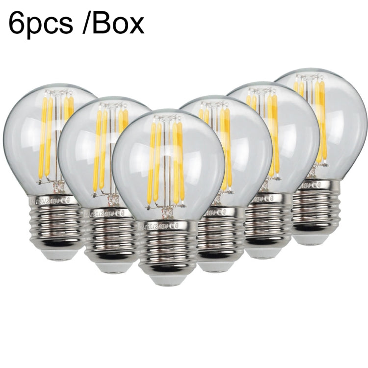 6pcs /Box G45 Bulb LED Lamp Fixture Illuminator Vintage Filament Lights, Style: Transparent Large Screw(220V 4W) - LED Blubs & Tubes by buy2fix | Online Shopping UK | buy2fix