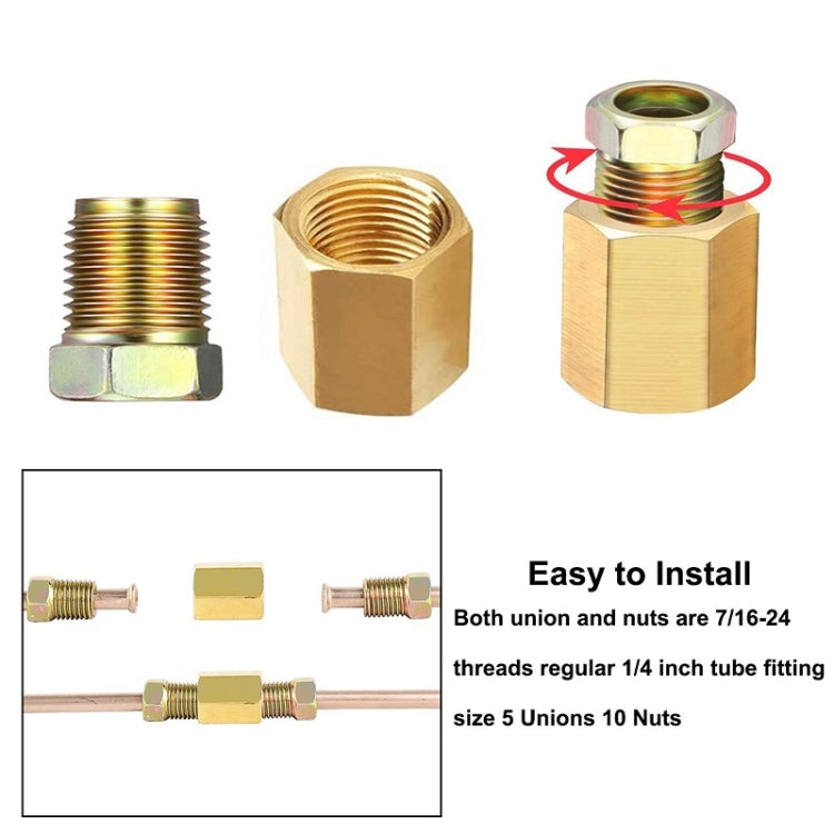 Replacement Brass Brake Line Accessories, Size: 7/16-24 Thread 1/4 Tube - Brake System by buy2fix | Online Shopping UK | buy2fix