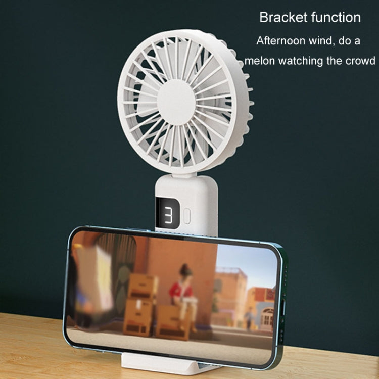 Portable Digital Display Hanging Neck Mute Small Fan USB Charging Handheld Foldable Fan(Blue) - Electric Fans by buy2fix | Online Shopping UK | buy2fix