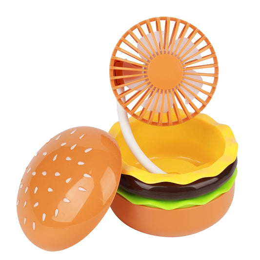 Hamburger Shaped Mini Desktop Fan with Cosmetic Mirror(Yellow) - Electric Fans by buy2fix | Online Shopping UK | buy2fix