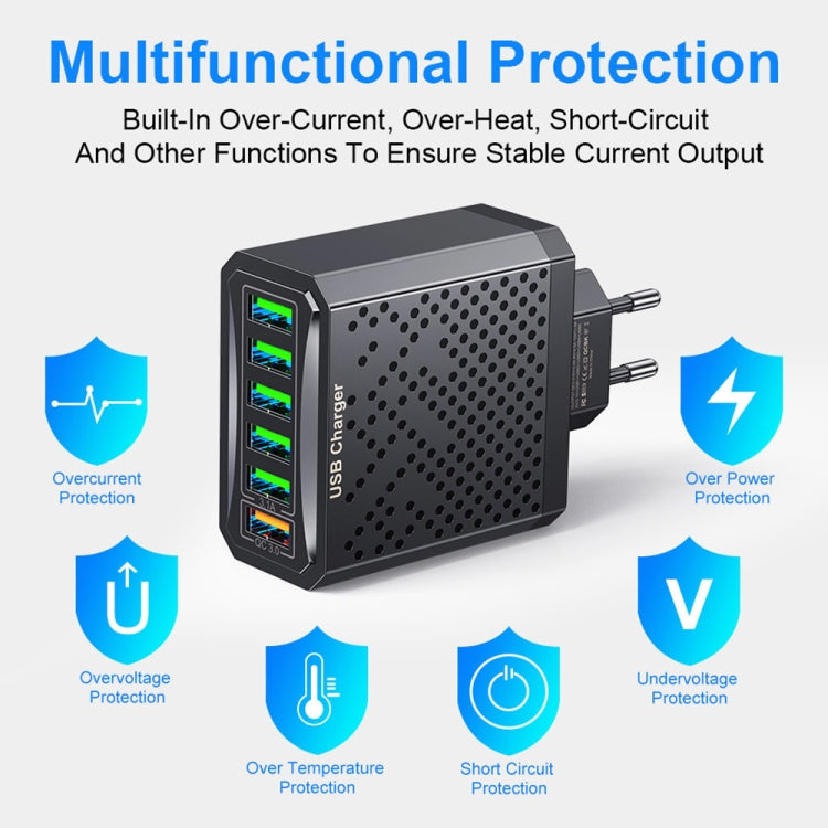 6-Ports Multifunctional Quick Charging USB Travel Charger Power Adapter, Model: Black UK Plug - USB Charger by buy2fix | Online Shopping UK | buy2fix