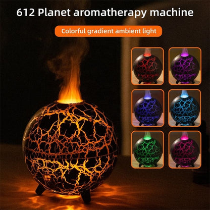 D612 USB Plug-in Colorful Gradient Atmosphere Light Flame Crack Aromatherapy Humidifier(Black) - Air Purifiers & Accessories by buy2fix | Online Shopping UK | buy2fix