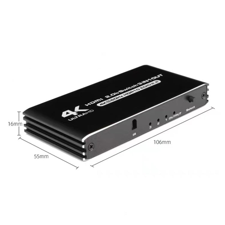 120Hz HDMI2.0 4K With Remote Control Switcher HDCP2.2 Version 3 Into 1 Out Video Converter - Switch by buy2fix | Online Shopping UK | buy2fix