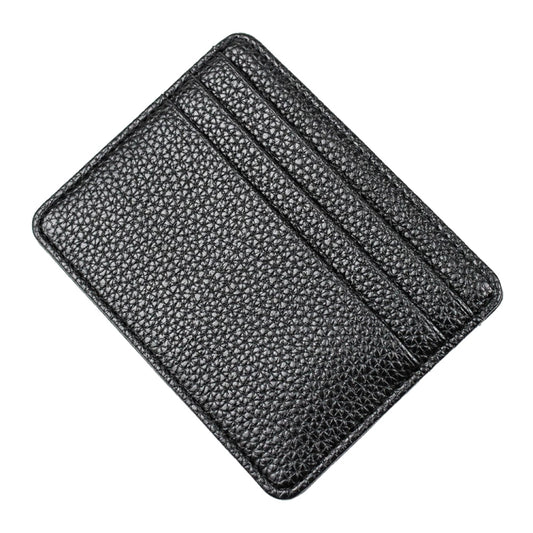 Lychee Pattern Multi-Card Slot Mini Card Holder Ultra-thin Coin Purse(Black) - Card & Passport Bags by Pieru | Online Shopping UK | buy2fix