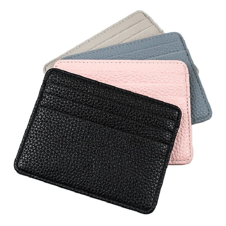 Lychee Pattern Multi-Card Slot Mini Card Holder Ultra-thin Coin Purse(Pink) - Card & Passport Bags by Pieru | Online Shopping UK | buy2fix