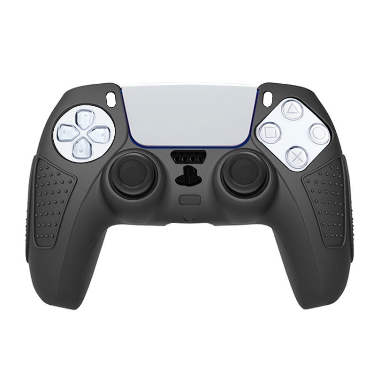 For PS5 Gamepad Silicone Protective Case Anti-Skid Soft Silicone Cover, Color: Black+2 Hats - Cases by buy2fix | Online Shopping UK | buy2fix