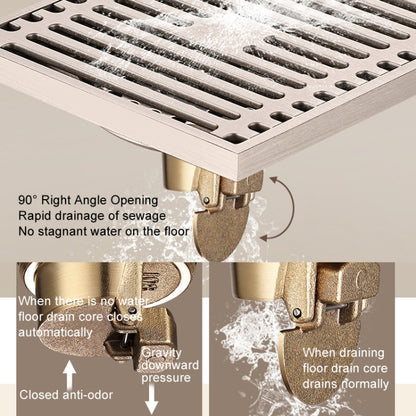 All Copper Brushed Anti-Odor Floor Drain Gravity Copper Core Bathroom Floor Drain, Specification: 8x20cm Long Medium Drain - Drain Strainers by buy2fix | Online Shopping UK | buy2fix