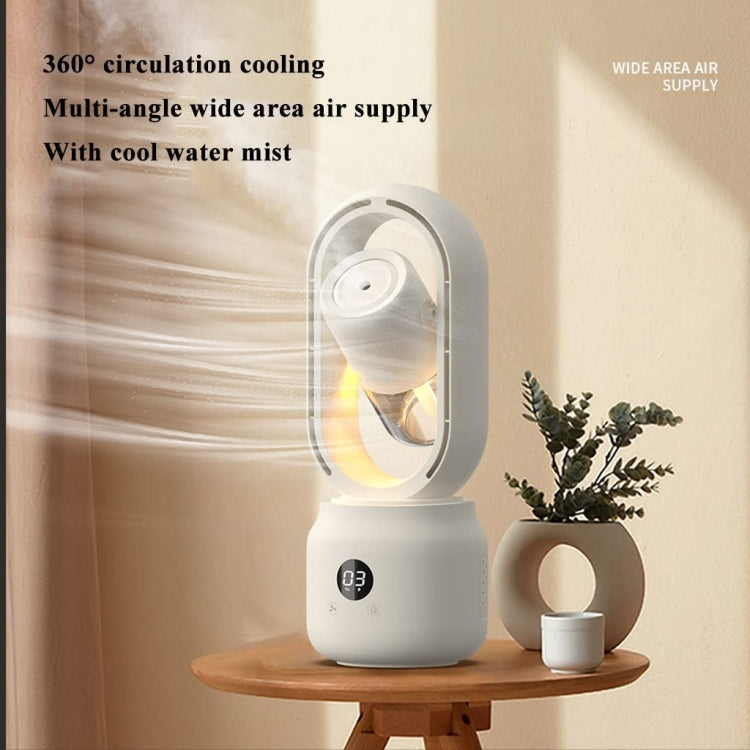 HX872 Humidification Spray Bladeless Fan Digital Silent Desktop Night Light Table Fan(White) - Electric Fans by buy2fix | Online Shopping UK | buy2fix