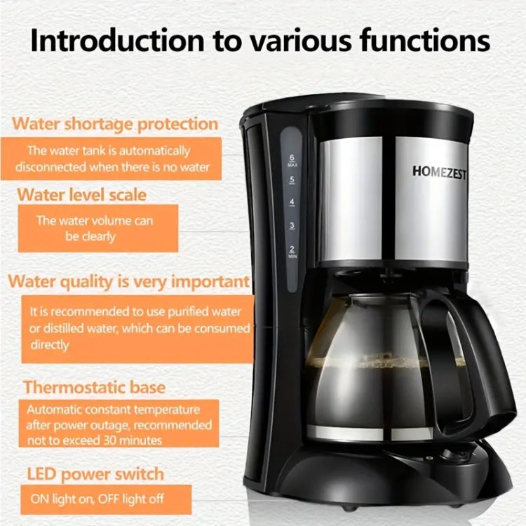 HOMEZEST 600W 0.65L  Automatic Drip Coffee Maker with Glass Carafe 2-6 Cup Capacity(Green UK Plug) - Coffee Tools by HOMEZEST | Online Shopping UK | buy2fix