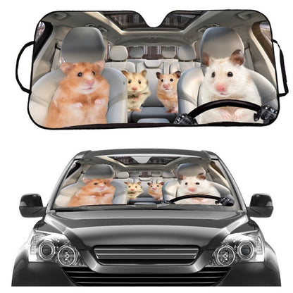 70x145cm Printed Car Sun Protection Heat Insulation Sunshade(Hamster) - Window Foils & Solar Protection by buy2fix | Online Shopping UK | buy2fix