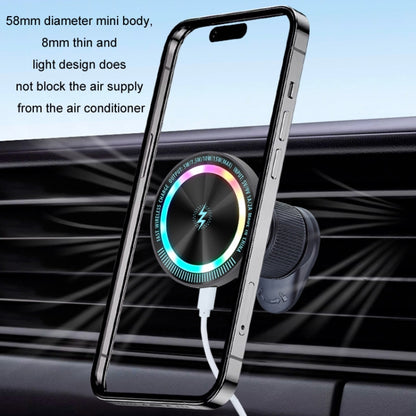 Magsafe 15W Magnetic Colorful Light Wireless Charging Mobile Phone Holder, Color: A9 Air Outlet Dark Gray - Wireless Charger Holders by buy2fix | Online Shopping UK | buy2fix