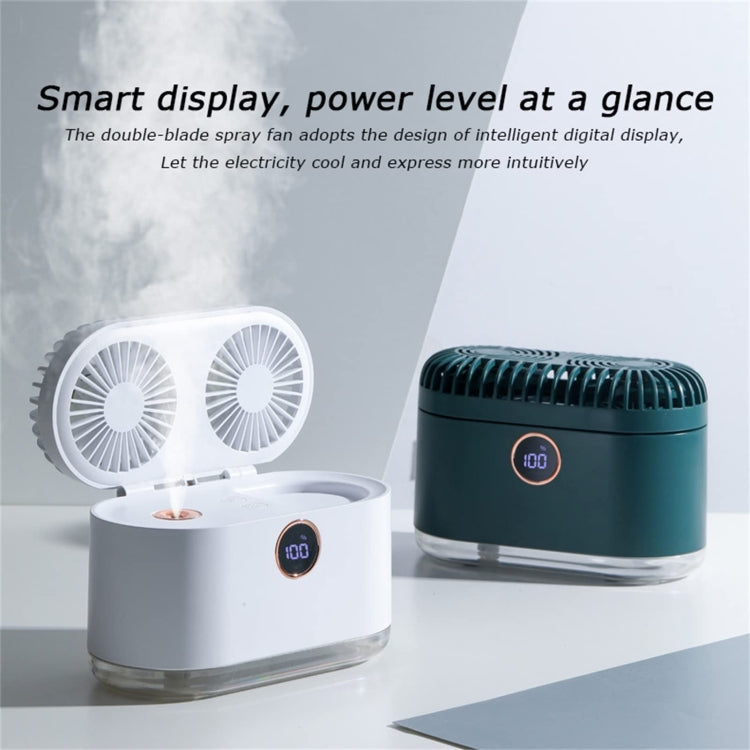 WT-818 Dual-leaf Spray Smart Digital Display Desktop Fan Night Light Humidification Cooler(Green) - Electric Fans by buy2fix | Online Shopping UK | buy2fix