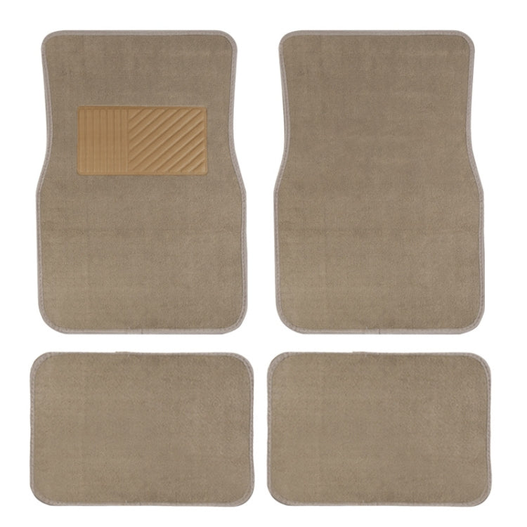 4pcs /Set Universal Car Foot Mats PVC Flocking Pads(Beige) - Floor Mats by buy2fix | Online Shopping UK | buy2fix