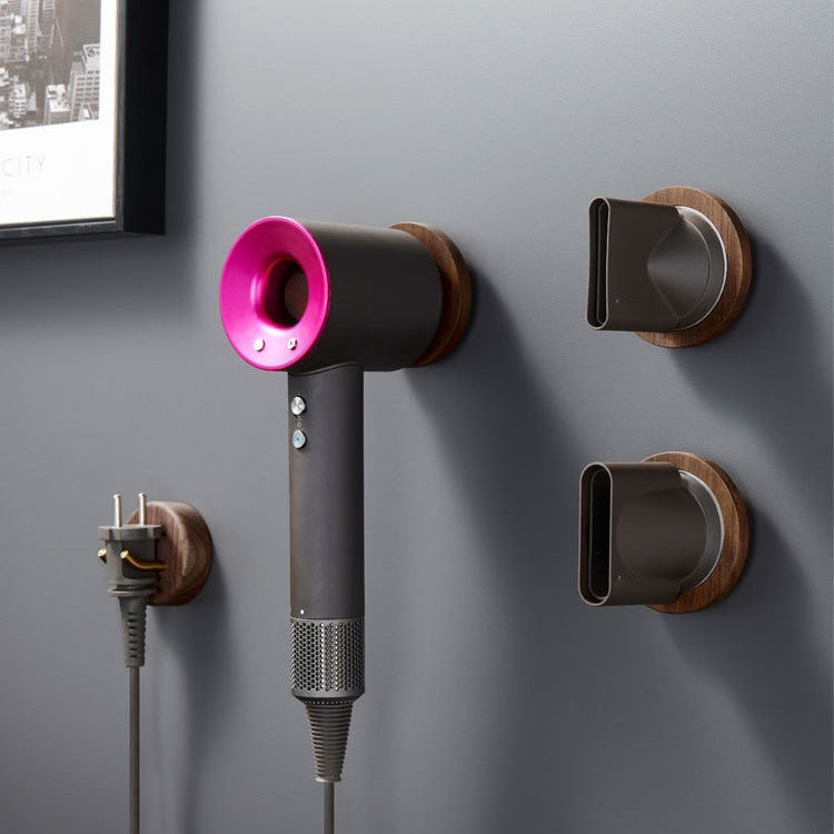 For Dyson Hair Dryer Plug Walnut Wall-mounted Storage Rack Wooden Shelf - For Dyson Accessories by buy2fix | Online Shopping UK | buy2fix