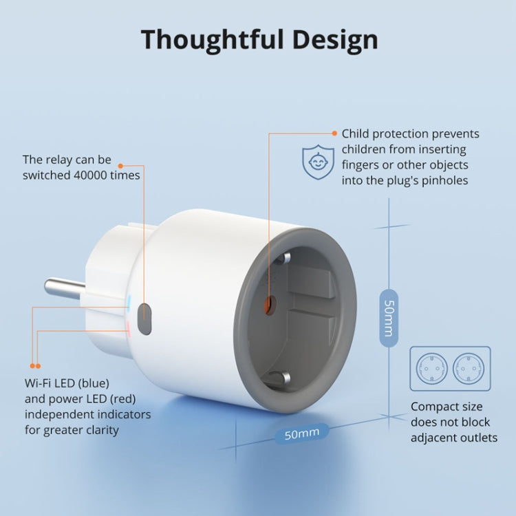 SONOFF S60TPF EU Plug Smart WiFi Socket Electricity Time Switching Voice Control - Smart Socket by SONOFF | Online Shopping UK | buy2fix