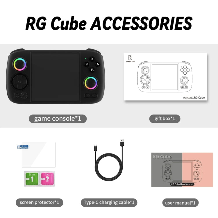 ANBERNIC RG Cube Retro Handheld Game Console With 3.95 Inch Screen T820 CPU Android 13 RGB Light With 256G TF Card(Gray) - Pocket Console by ANBERNIC | Online Shopping UK | buy2fix