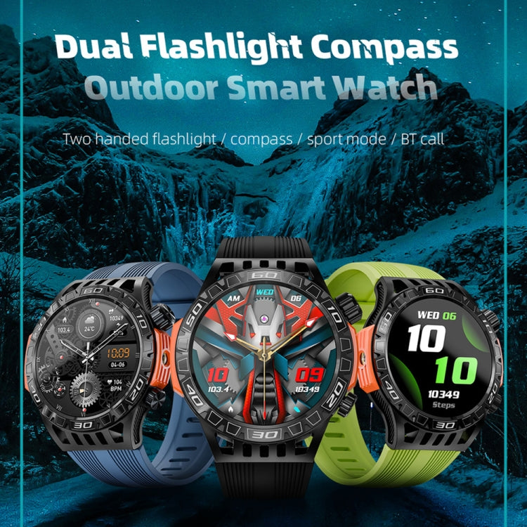 LOKMAT ZEUS6 PRO 1.46-Inch IP68 Waterproof SOS Flashlight Bluetooth Smart Watch(Brick Red) - Smart Watches by LOKMAT | Online Shopping UK | buy2fix