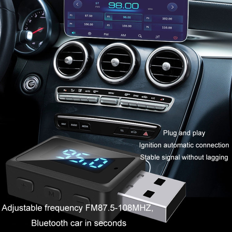 T60 Bluetooth 5.3 Audio Receiver Transmitter Car Radio USB FM Bluetooth Receiver - Audio Receiver Transmitter by buy2fix | Online Shopping UK | buy2fix