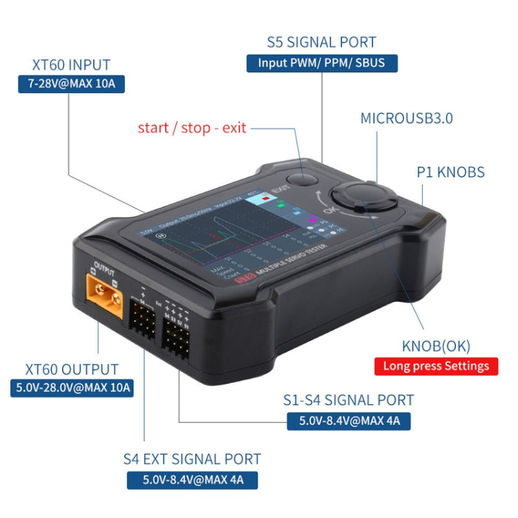 ToolkitRC ST8 Multi-Channel Servo Tester Signal Test Current Collector(Black) - Tools by ToolkitRC | Online Shopping UK | buy2fix