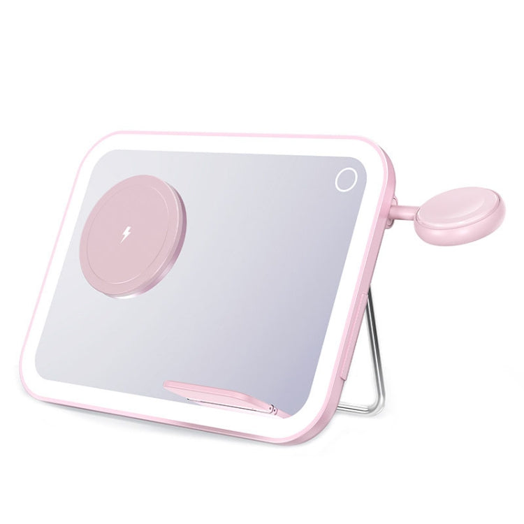 15W 3-in-1 MagSafe Magnetic Folding LED Makeup Mirror Night Light Wireless Charger(Pink) - Wireless Charger by buy2fix | Online Shopping UK | buy2fix