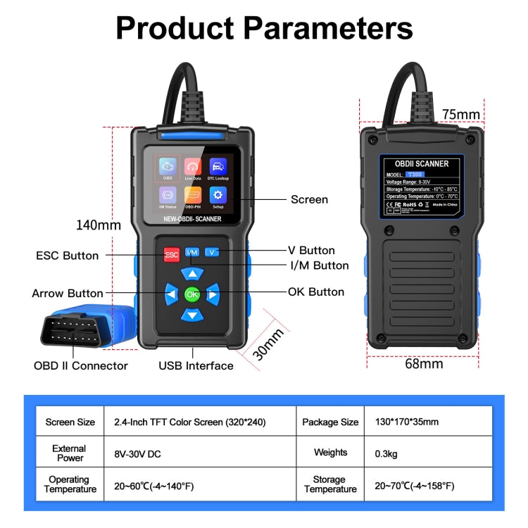 Automobile Fault Diagnostic Instrument OBD2 Engine Tester ELM327(T200) - Electronic Test by buy2fix | Online Shopping UK | buy2fix