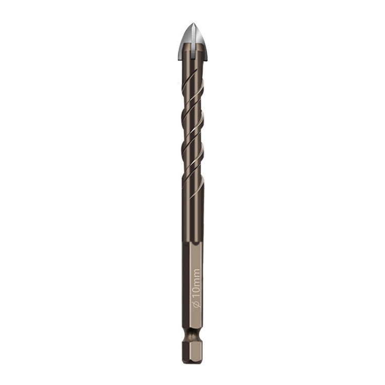 10mm Hexagonal Shank Spiral Flute Cross Alloy Drill Bits Glass Tile Four Edge Drivers - Drill & Drill Bits by buy2fix | Online Shopping UK | buy2fix