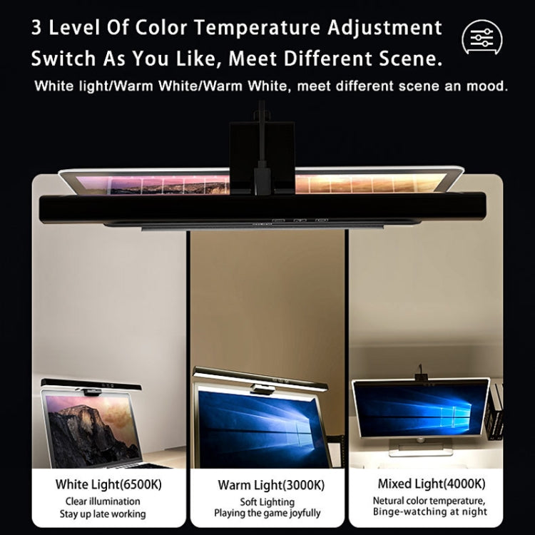 TB-30SA 33cm Timing Dimming Display Asymmetric Working Eye Care LED Desk Lamp Laptop Screen Hanging Light(Black) - Desk Lamps by buy2fix | Online Shopping UK | buy2fix