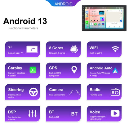 7inch Android 13.0 Dual Butt Universal Wireless Carplay Car Navigation Center Control All-In-One Monitor(Standard+AHD Camera) - Car MP3 & MP4 & MP5 by buy2fix | Online Shopping UK | buy2fix