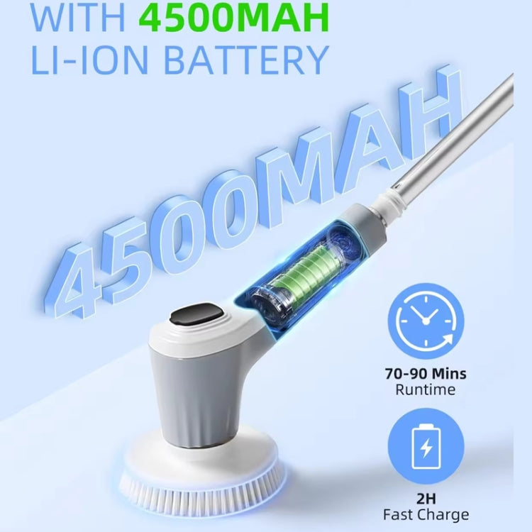 6 In 1 Automatic Water Spray Electric Spin Scrubber 53 Inch Cordless Rechargeable Cleaning Brush - Sponges, Cloths & Brushes by buy2fix | Online Shopping UK | buy2fix