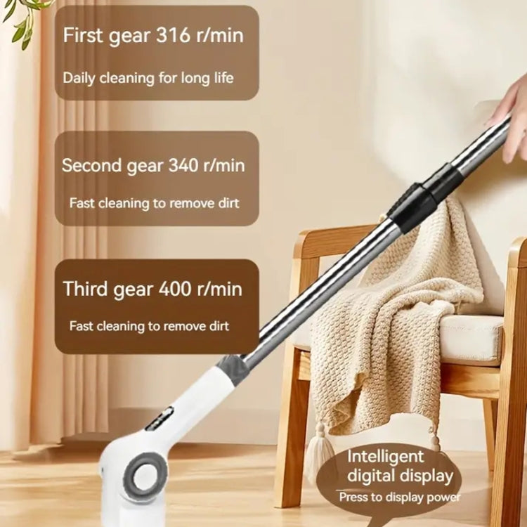 7 In 1 Electric Spin Scrubber Rechargeable Waterproof Floor Clean Bush with 23.6 Inch Adjustable Handle(White) - Sponges, Cloths & Brushes by buy2fix | Online Shopping UK | buy2fix