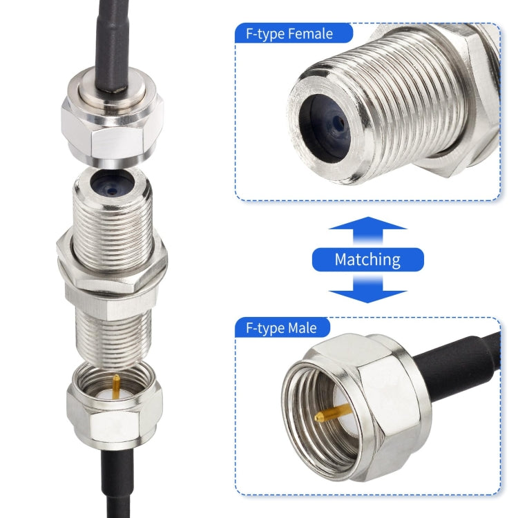 F Type Adapter F Female To Female Bulkhead Connector Coax Barrel Connector For Video Cables - Connectors by buy2fix | Online Shopping UK | buy2fix