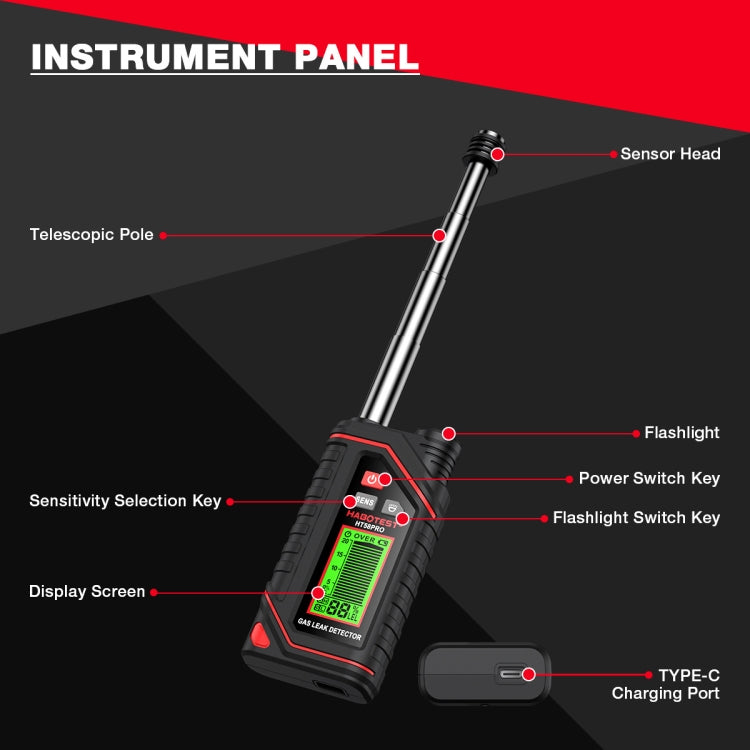 HABOTEST Portable Rechargeable Gas Detector - Gas Monitor by HABOTEST | Online Shopping UK | buy2fix