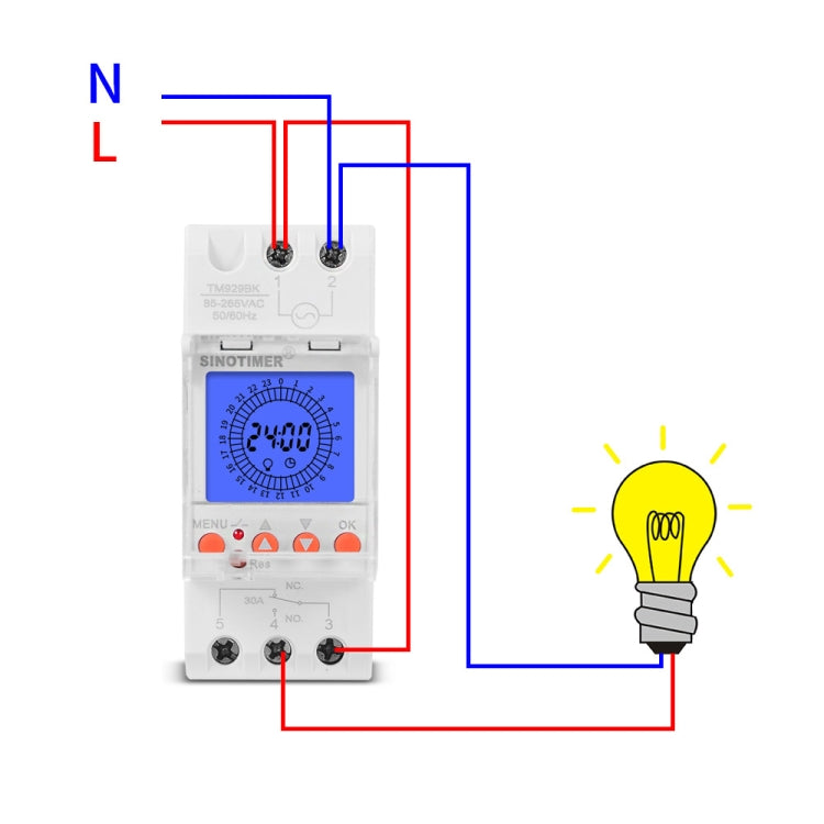 SINOTIMER  TM929BKL 85-265V 30A 24hrs Digital Analogue Din Module Time Switch With Backlight - Switch by SINOTIMER | Online Shopping UK | buy2fix