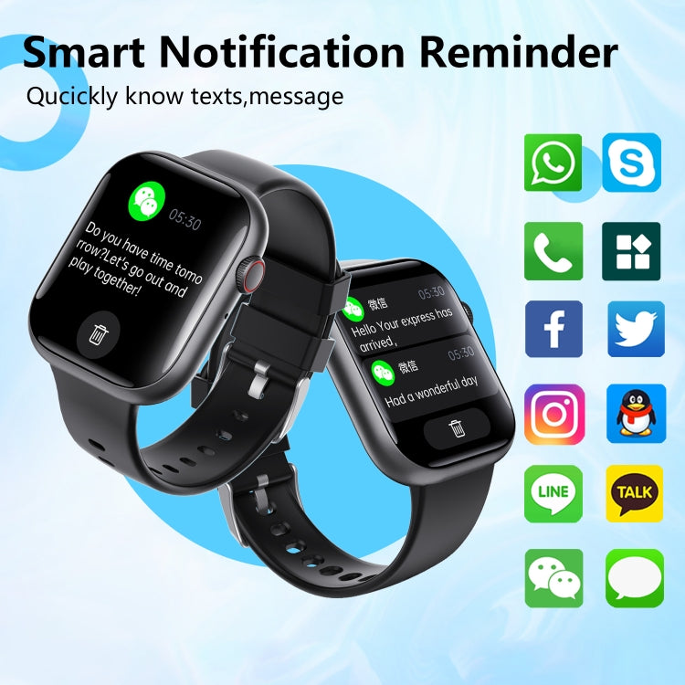 F70  2.1 Inch Screen Smart Watch With Blood Sugar/Blood Oxygen Monitoring /SOS Alarm/100+ Sports Modes, Color: Black SIlver 3-bead - Smart Watches by buy2fix | Online Shopping UK | buy2fix