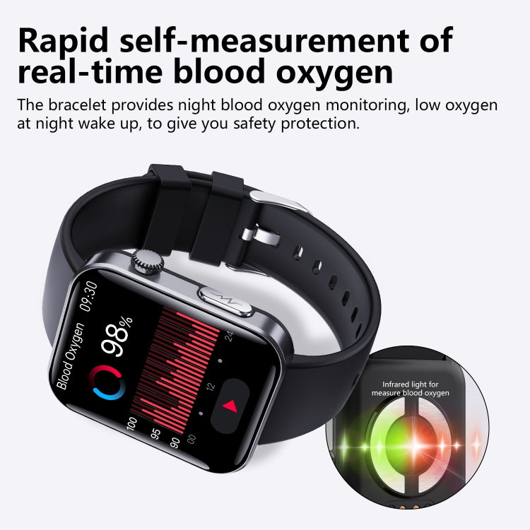 F300  2.1-Inch Screen Smart Watch Supports Bluetooth Calls/ECG/Blood Composition Analysis/50+ Sports Modes, Color: Black Silicone - Smart Watches by buy2fix | Online Shopping UK | buy2fix