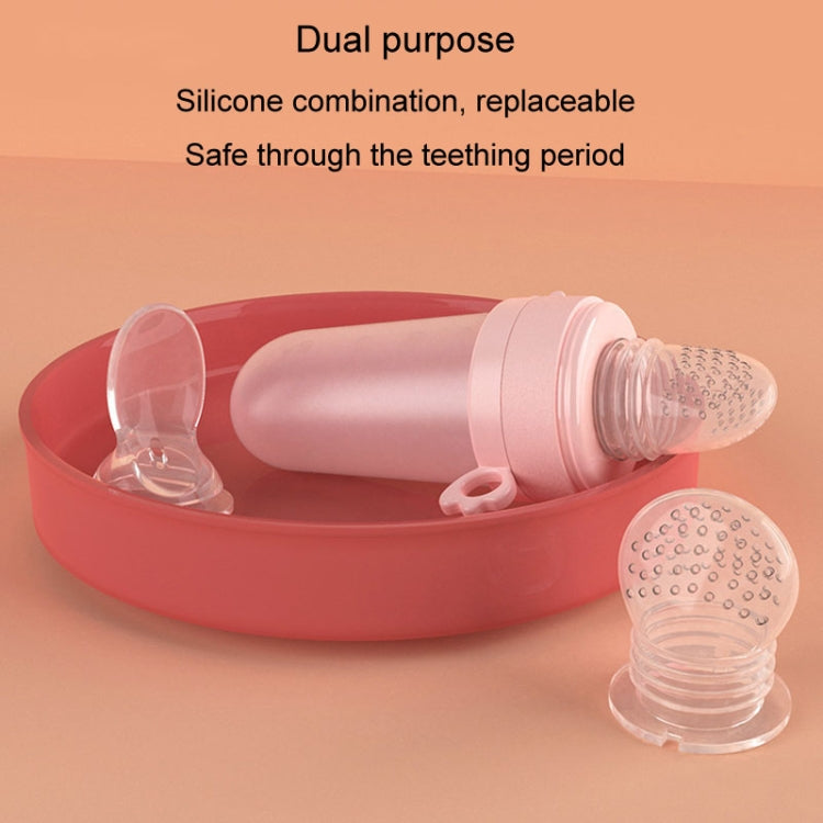 Portable Dual-purpose Baby Food Feeding Spoon Fruit Vegetable Silicone Feeding Pacifier Bottle(Pink) - Cups & Silicone Nipple by buy2fix | Online Shopping UK | buy2fix