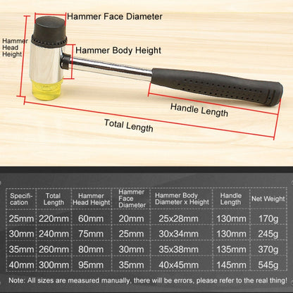 40mm No Bounce Mounting Hammer Handmade DIY Double Face Tap Rubber Hammer - Hammer by buy2fix | Online Shopping UK | buy2fix