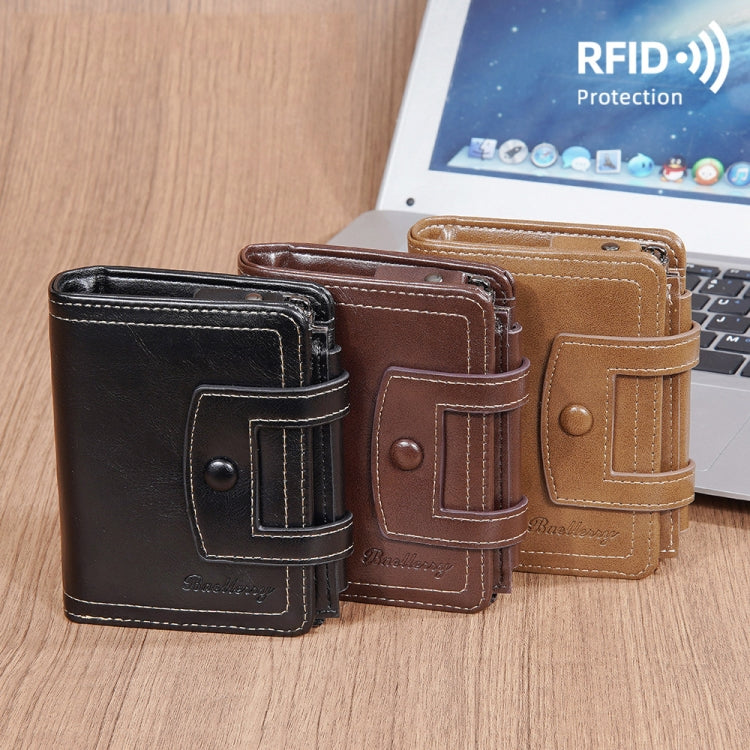 Baellerry D5112 RFID Anti-Theft Multi-Card Slot Buckle Tri-fold Zipper Short Wallet Coin Purse(Brown) - Antimagnetic RFID Package by Baellerry | Online Shopping UK | buy2fix