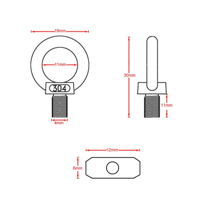 RV Sunshade 304 Stainless Steel Slide Rail Ring, Specifications: 1pcs M4 Ring + Cylinder - Marine Accessories & Parts by buy2fix | Online Shopping UK | buy2fix